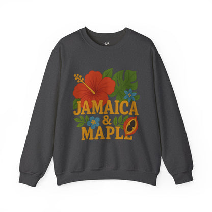 Tropical Crewneck Sweatshirt: Jamaica & Maple Floral Design, Unisex Comfort, Gift for Nature Lovers, Travel Souvenir, Summer Relaxation