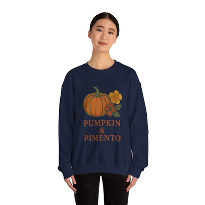Pumpkin & Pimento Crewneck Sweatshirt, Cozy Fall Sweatshirt, Unisex Autumn Apparel, Thanksgiving Gift, Seasonal Fashion