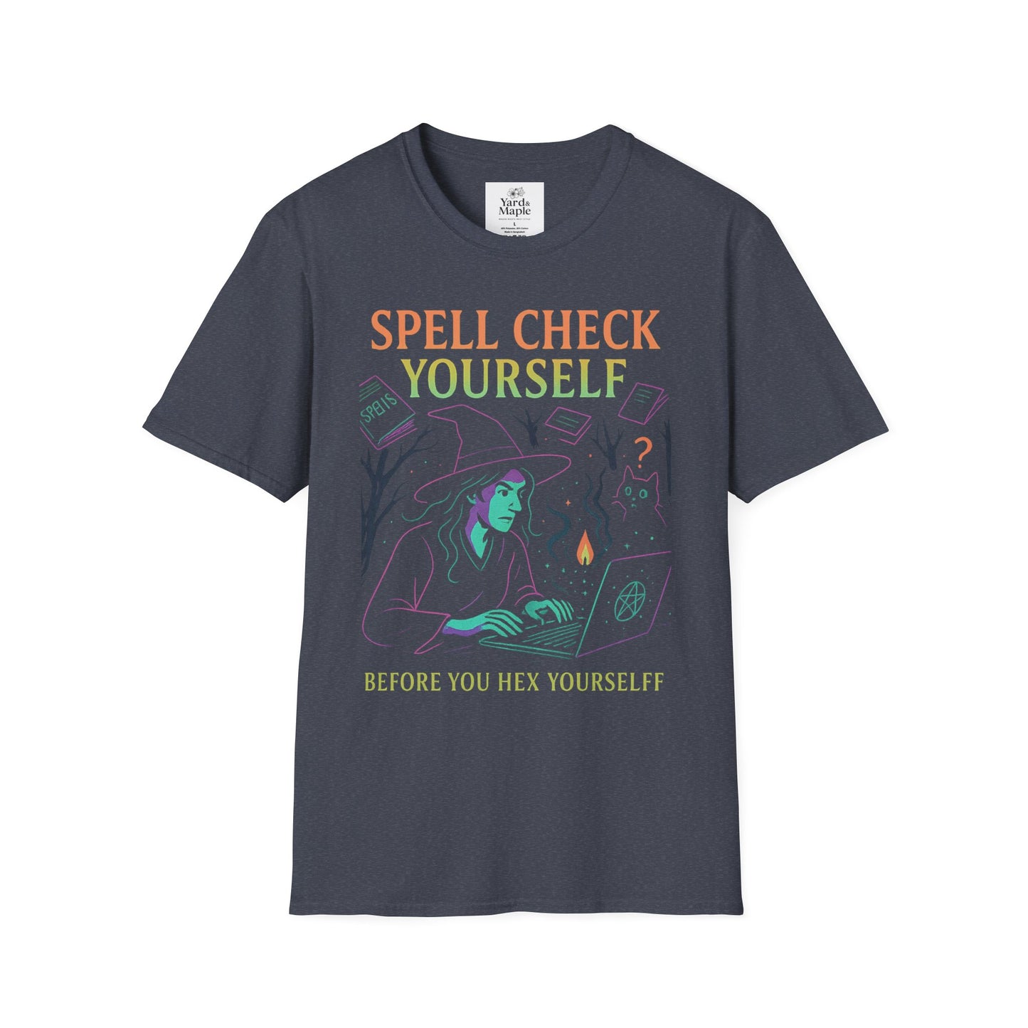 Spell Check Yourself Graphic Tee, Unisex Witch T-Shirt, Halloween Humor Top, Casual Witchy Apparel, Perfect for Spell Lovers