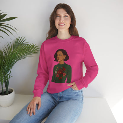 Cozy Holiday Floral Sweatshirt, Unisex Crewneck, Casual Gift, Winter Comfort, Christmas Apparel, Autumn Fashion, Everyday Style