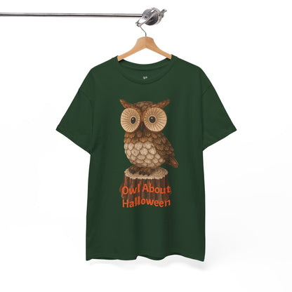 Halloween Owl Tee, Perfect for Fall Celebrations, Unisex Cotton Shirt, Cute Gift for Owl Lovers, Halloween Party Apparel, Fun Autumn Wear