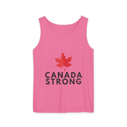 Canada Strong Unisex Garment-Dyed Tank Top, Summer Apparel, Canada Day Gift, LGBTQ+ Support, Casual Wear, Outdoor Activities