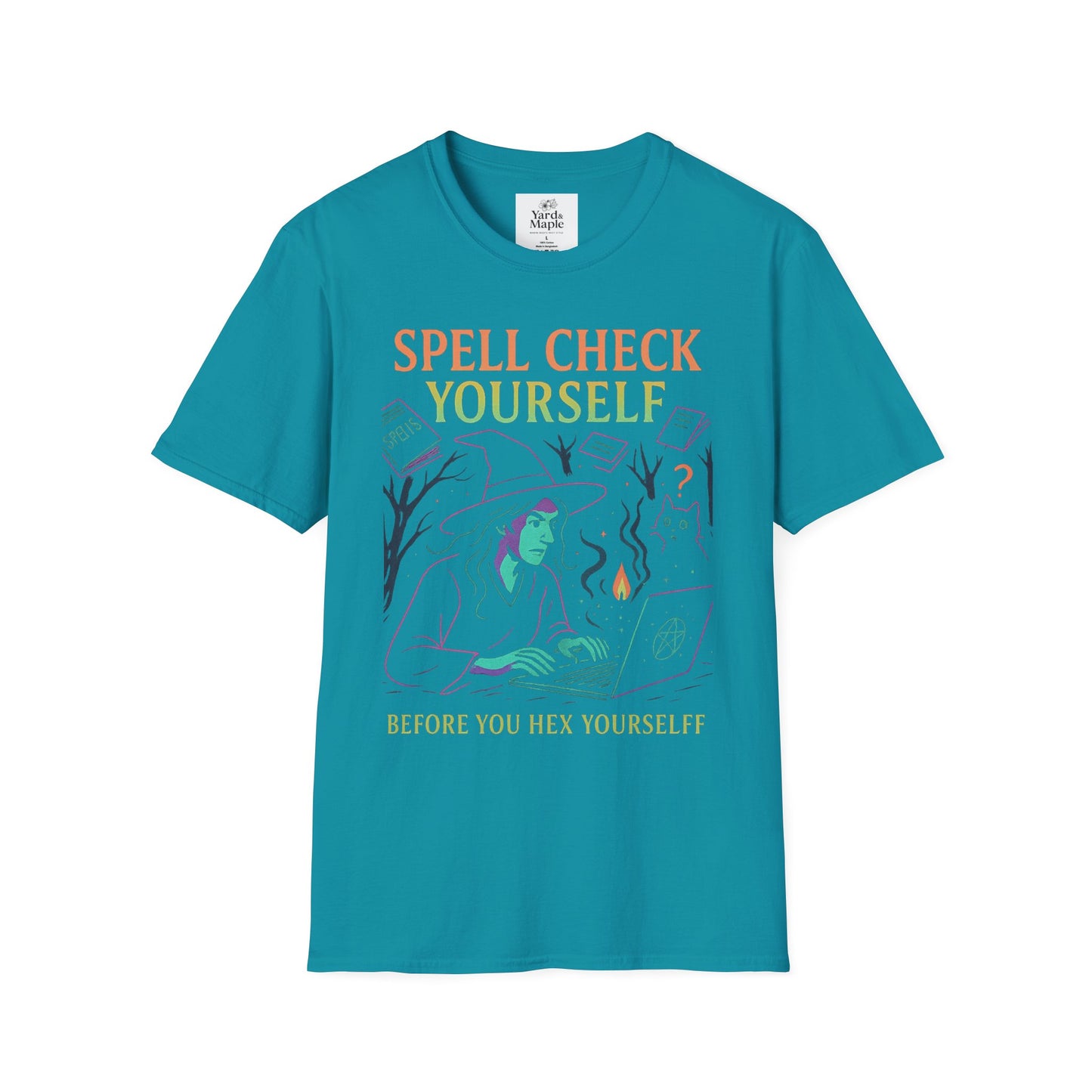 Spell Check Yourself Graphic Tee, Unisex Witch T-Shirt, Halloween Humor Top, Casual Witchy Apparel, Perfect for Spell Lovers