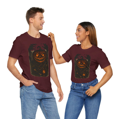 Halloween Pumpkin Tee, Unisex Jersey Short Sleeve Shirt, Fall Festival Apparel, Spooky T-Shirt, Trick or Treat Gift, Autumn Vibes
