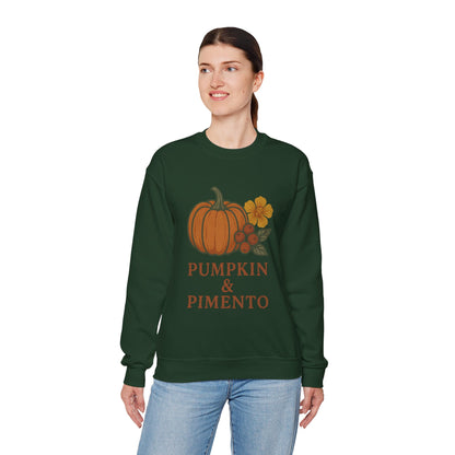 Pumpkin & Pimento Crewneck Sweatshirt, Cozy Fall Sweatshirt, Unisex Autumn Apparel, Thanksgiving Gift, Seasonal Fashion