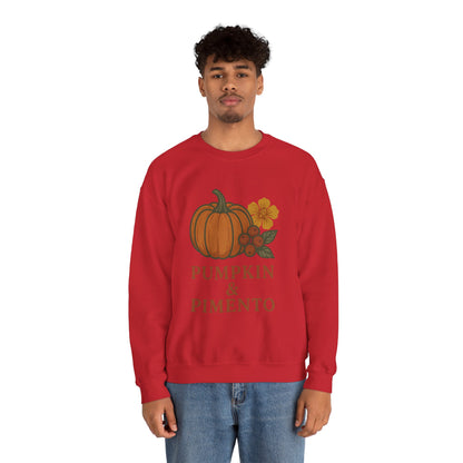 Pumpkin & Pimento Crewneck Sweatshirt, Cozy Fall Sweatshirt, Unisex Autumn Apparel, Thanksgiving Gift, Seasonal Fashion