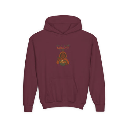 Snug Like Sunday Soup Youth Hoodie - Cozy Kids Sweatshirt, Gifts for Children, Chill Day Apparel, Double Duty Comfort