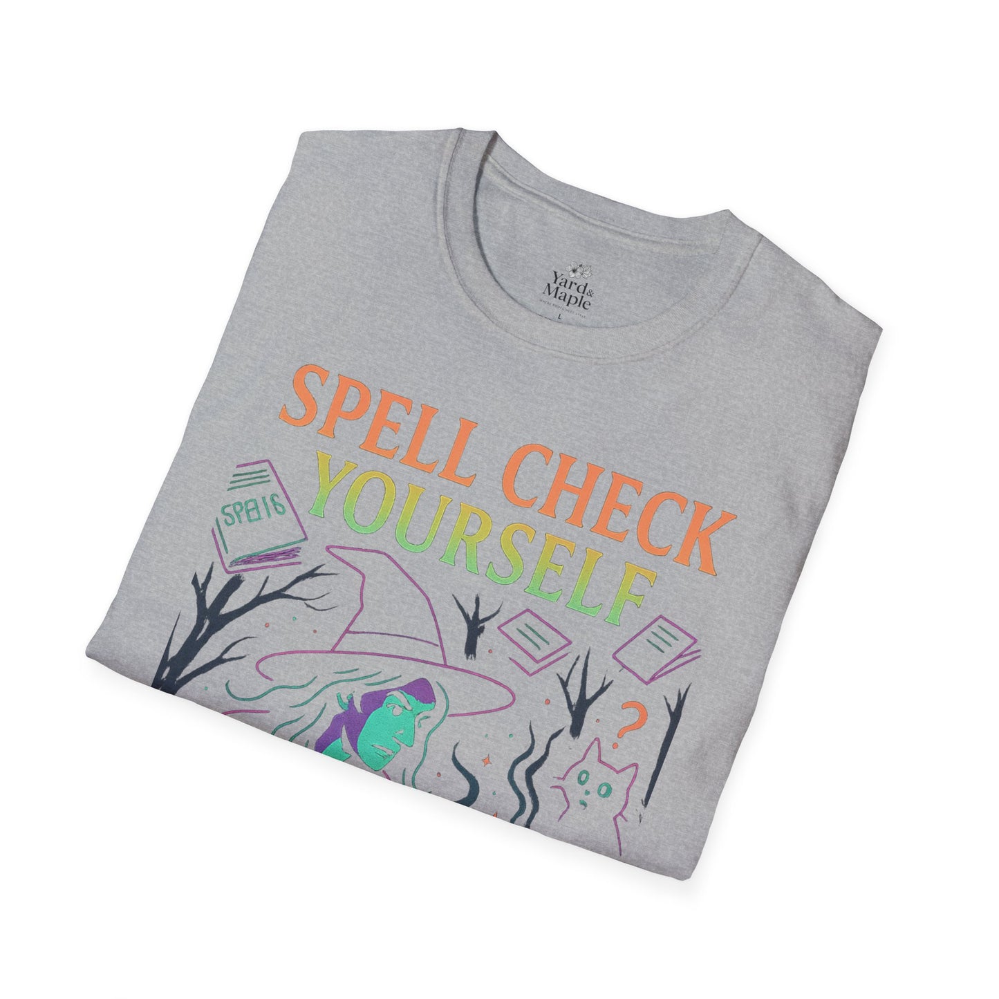Spell Check Yourself Witchy T-Shirt, Fun Graphic Tee for Witch Lovers, Halloween Shirt, Cozy Casual Wear, Unisex Softstyle Tee