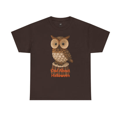 Halloween Owl Tee, Perfect for Fall Celebrations, Unisex Cotton Shirt, Cute Gift for Owl Lovers, Halloween Party Apparel, Fun Autumn Wear