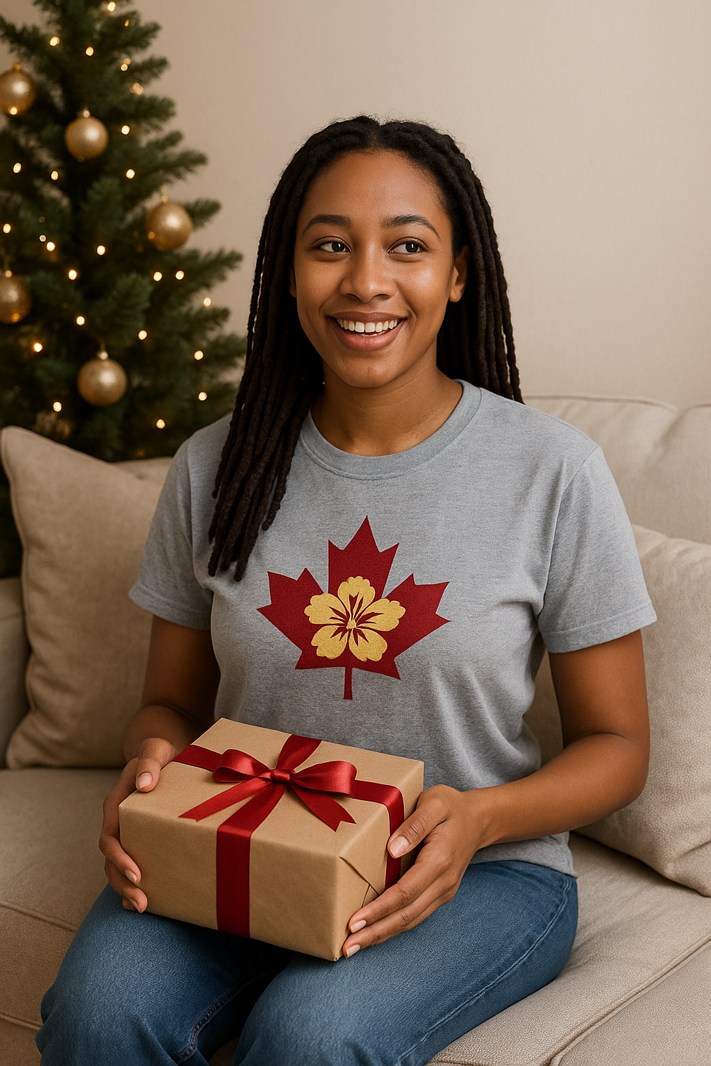 Maple Leaf Hibiscus Tee — Canada Floral Pride T-Shirt