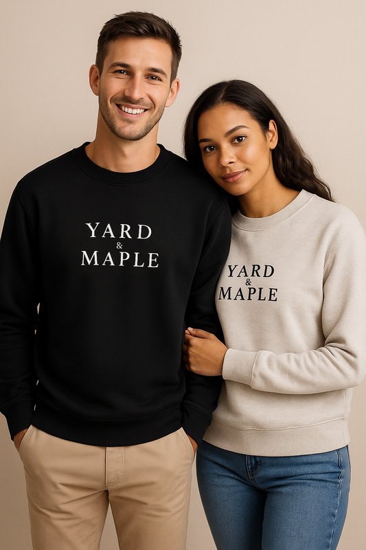 Yard & Maple Crewneck Sweatshirt — Classic Lettering Pullover