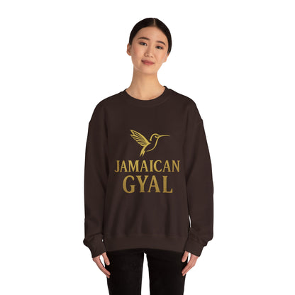 Jamaican Gyal Crewneck Sweatshirt — Gold Hummingbird Graphic