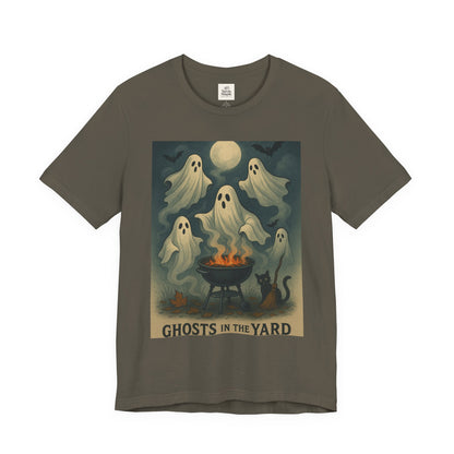 Ghosts in the Yard Tee - Spooky Unisex Short Sleeve Shirt, Halloween Shirt, Ghost Design, Casual Halloween Wear, Gift for Ghost Lovers