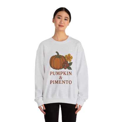 Pumpkin & Pimento Crewneck Sweatshirt, Cozy Fall Sweatshirt, Unisex Autumn Apparel, Thanksgiving Gift, Seasonal Fashion