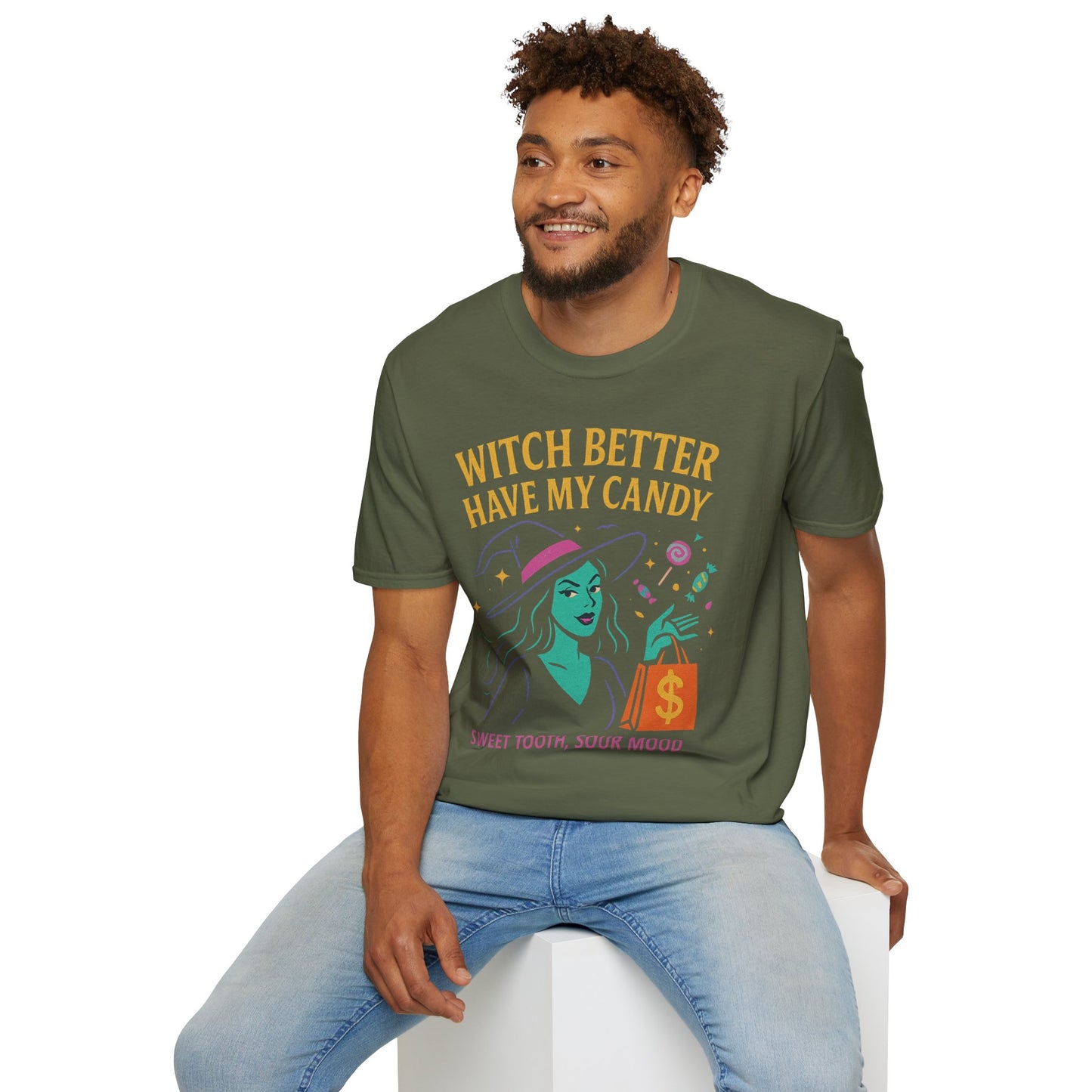 Witchy Candy T-Shirt, Halloween Apparel, Funny Halloween Shirt, Unisex Graphic Tee, Sweet Tooth Gift, Witch Costume Top