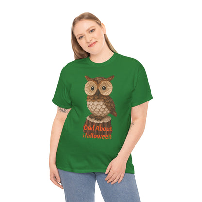 Halloween Owl Tee, Perfect for Fall Celebrations, Unisex Cotton Shirt, Cute Gift for Owl Lovers, Halloween Party Apparel, Fun Autumn Wear
