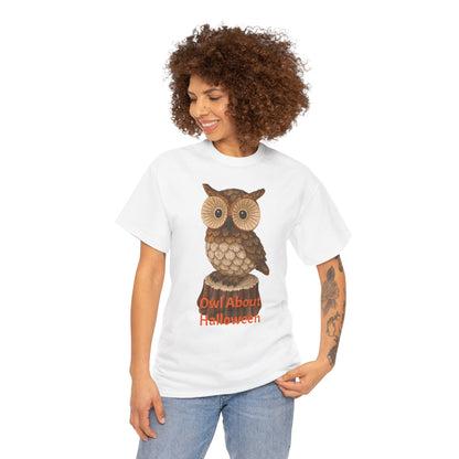 Halloween Owl Tee, Perfect for Fall Celebrations, Unisex Cotton Shirt, Cute Gift for Owl Lovers, Halloween Party Apparel, Fun Autumn Wear