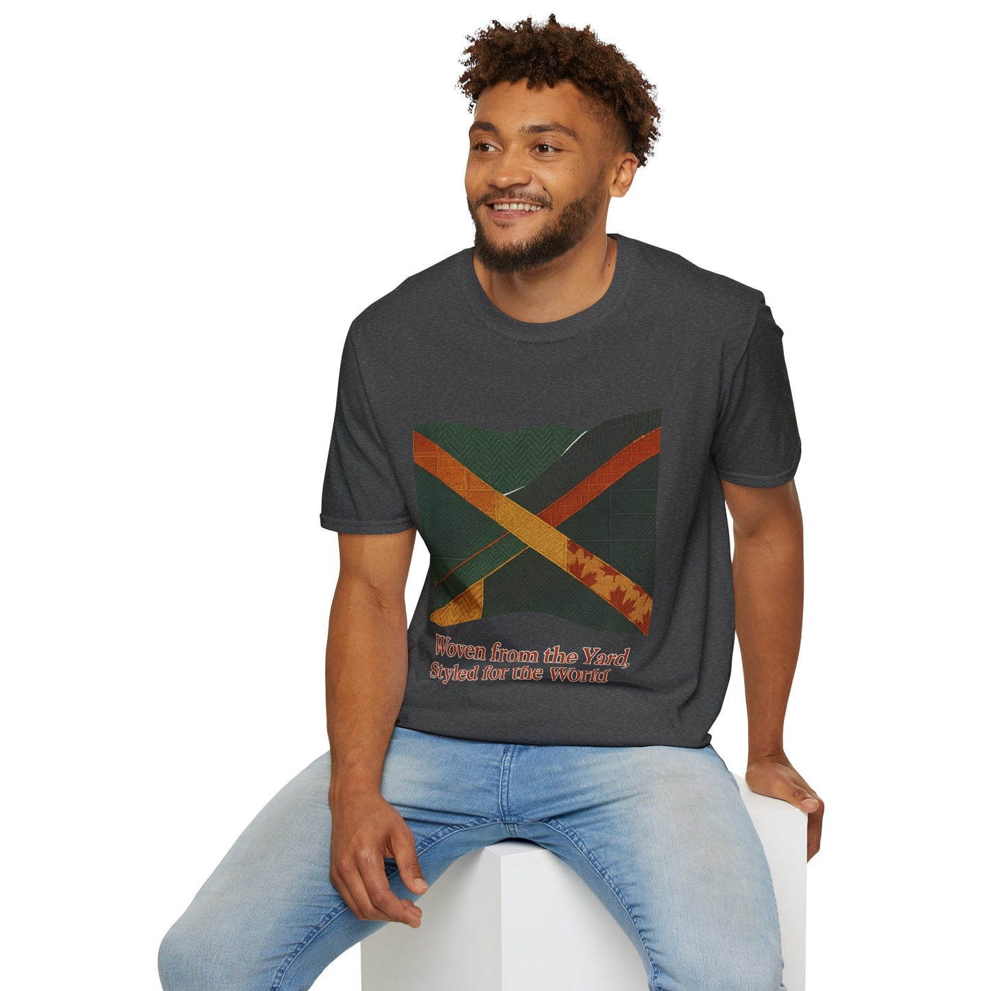 Woven from the Yard Unisex Softstyle T-Shirt, Casual Tee, Comfortable Shirt, Caribbean Pride Apparel, Unique Gift, Summer Fashion