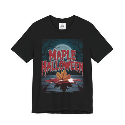Maple Halloween Tee - Spooky Unisex Jersey Short Sleeve T-Shirt for Autumn Celebrations, Halloween Parties, Fall Fashion, Unique Gift