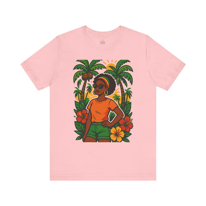 Tropical Vibe Tee, Summer Shirt, Vacation Outfit, Beach Lover Gift, Festival Wear, Floral Graphic T-Shirt