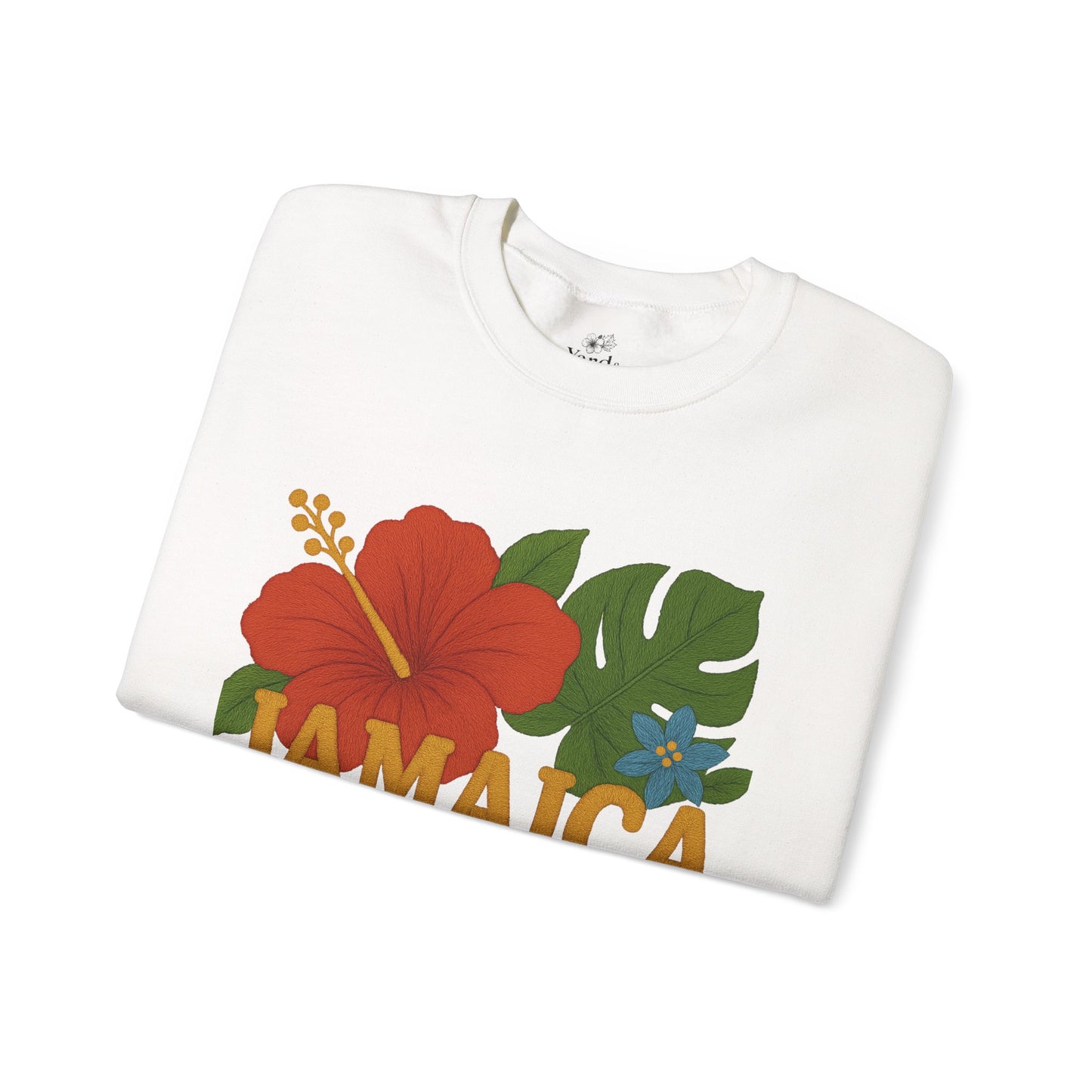 Tropical Crewneck Sweatshirt: Jamaica & Maple Floral Design, Unisex Comfort, Gift for Nature Lovers, Travel Souvenir, Summer Relaxation