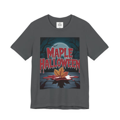 Maple Halloween Tee - Spooky Unisex Jersey Short Sleeve T-Shirt for Autumn Celebrations, Halloween Parties, Fall Fashion, Unique Gift