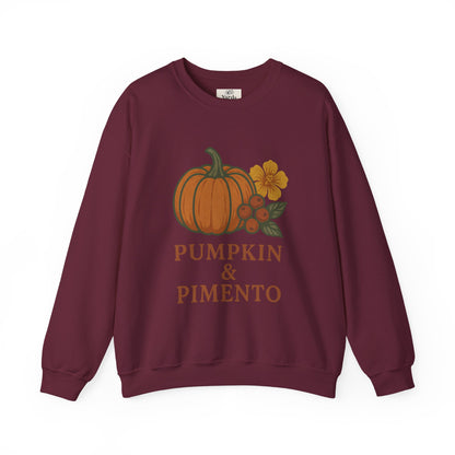 Pumpkin & Pimento Crewneck Sweatshirt, Cozy Fall Sweatshirt, Unisex Autumn Apparel, Thanksgiving Gift, Seasonal Fashion