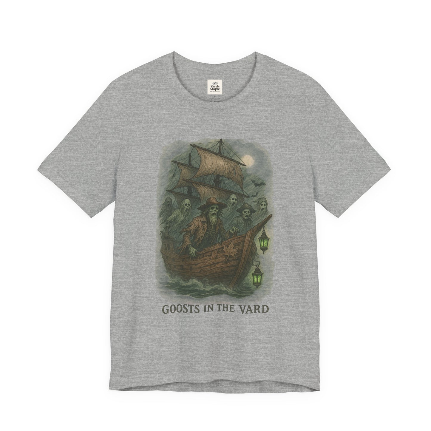 Haunted Ship Short Sleeve Tee - Spooky Halloween T-Shirt, Ghosts in the Yard Design, Unisex Shirt, Perfect for Trick or Treat, Ghost [...]