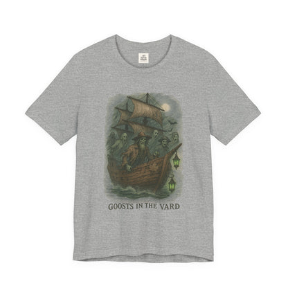Haunted Ship Short Sleeve Tee - Spooky Halloween T-Shirt, Ghosts in the Yard Design, Unisex Shirt, Perfect for Trick or Treat, Ghost [...]