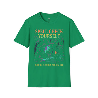 Spell Check Yourself Witchy T-Shirt, Fun Graphic Tee for Witch Lovers, Halloween Shirt, Cozy Casual Wear, Unisex Softstyle Tee