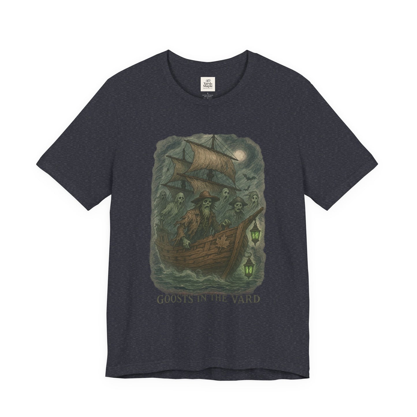 Haunted Ship Short Sleeve Tee - Spooky Halloween T-Shirt, Ghosts in the Yard Design, Unisex Shirt, Perfect for Trick or Treat, Ghost [...]