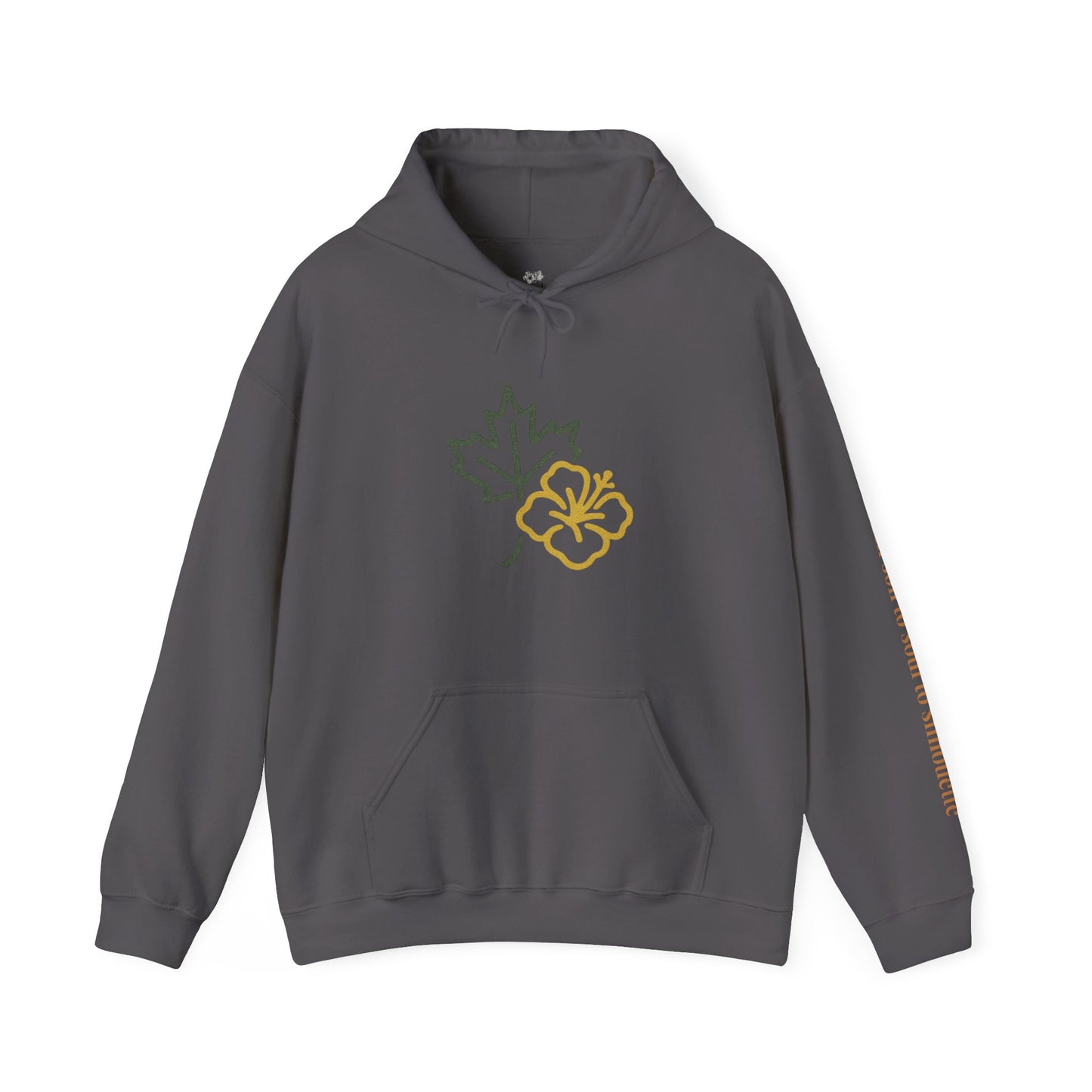 Maple Leaf & Hibiscus Hoodie, Cozy Fall Sweatshirt, Unisex Pullover for Nature Lovers, Perfect Gift for Thanksgiving, Unique Casual Wear