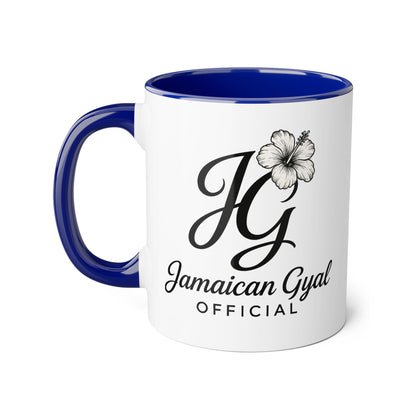 Jamaican Gyal Accent Mug, 11oz Coffee Cup, Floral Design, Gift for Her, Caribbean Culture, Tea Mug, Unique Drinkware