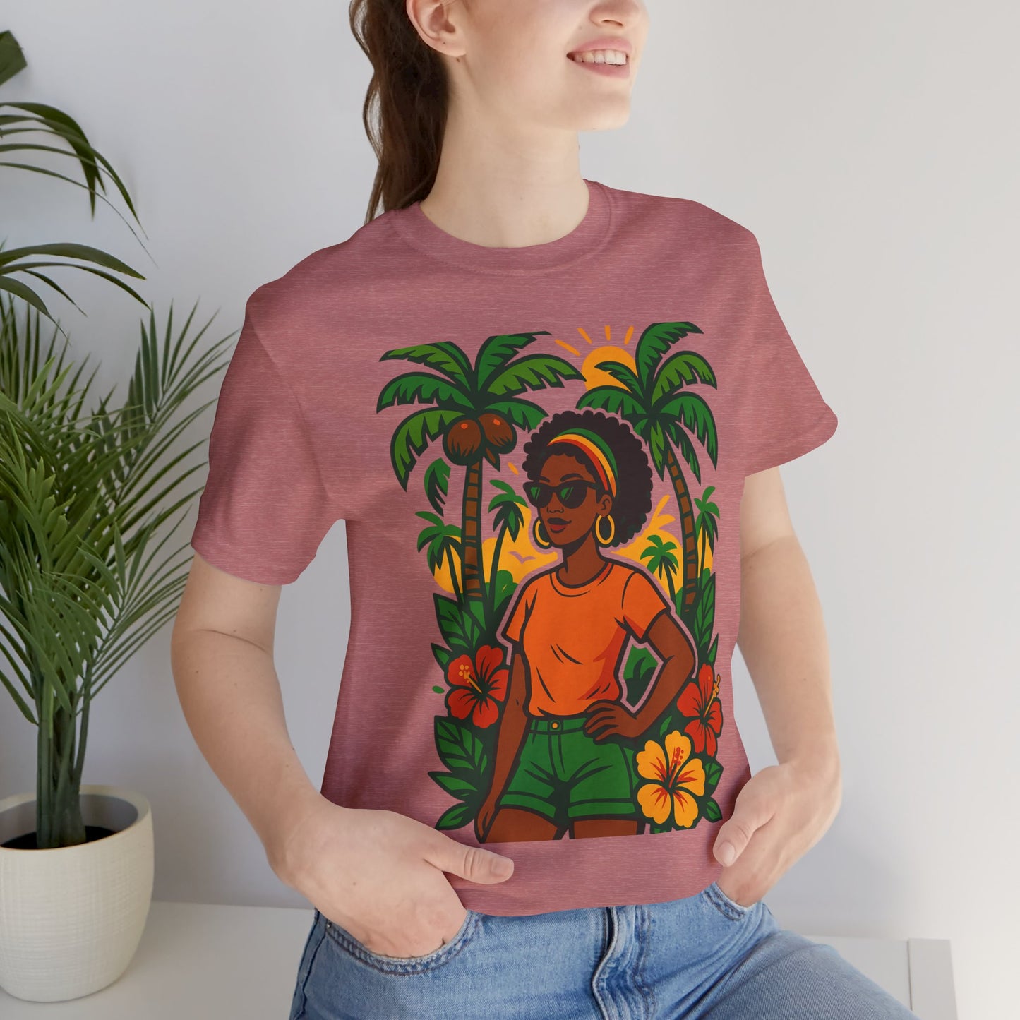 Tropical Vibe Tee, Summer Shirt, Vacation Outfit, Beach Lover Gift, Festival Wear, Floral Graphic T-Shirt