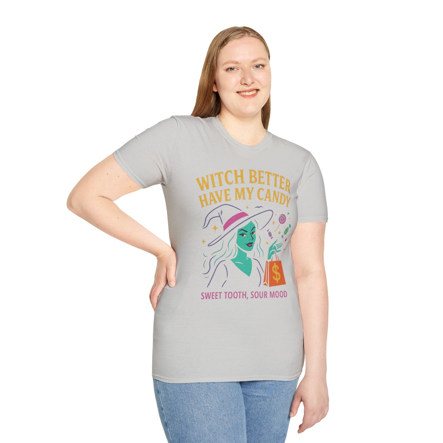 Witchy Candy T-Shirt, Halloween Apparel, Funny Halloween Shirt, Unisex Graphic Tee, Sweet Tooth Gift, Witch Costume Top