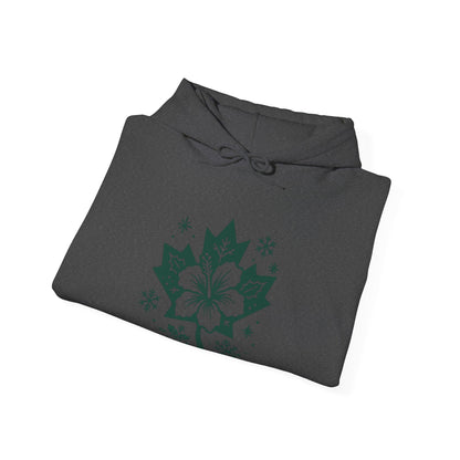 Maple Leaf Poinsettia Hoodie — Winter Floral Holiday Sweatshirt