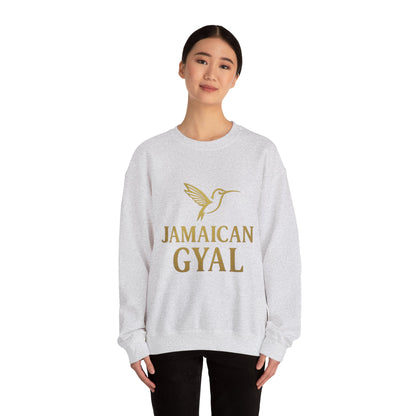 Jamaican Gyal Crewneck Sweatshirt — Gold Hummingbird Graphic