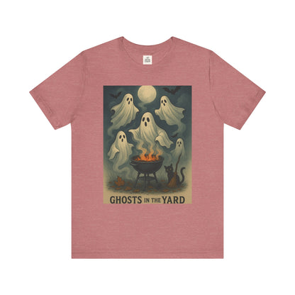 Ghosts in the Yard Tee - Spooky Unisex Short Sleeve Shirt, Halloween Shirt, Ghost Design, Casual Halloween Wear, Gift for Ghost Lovers