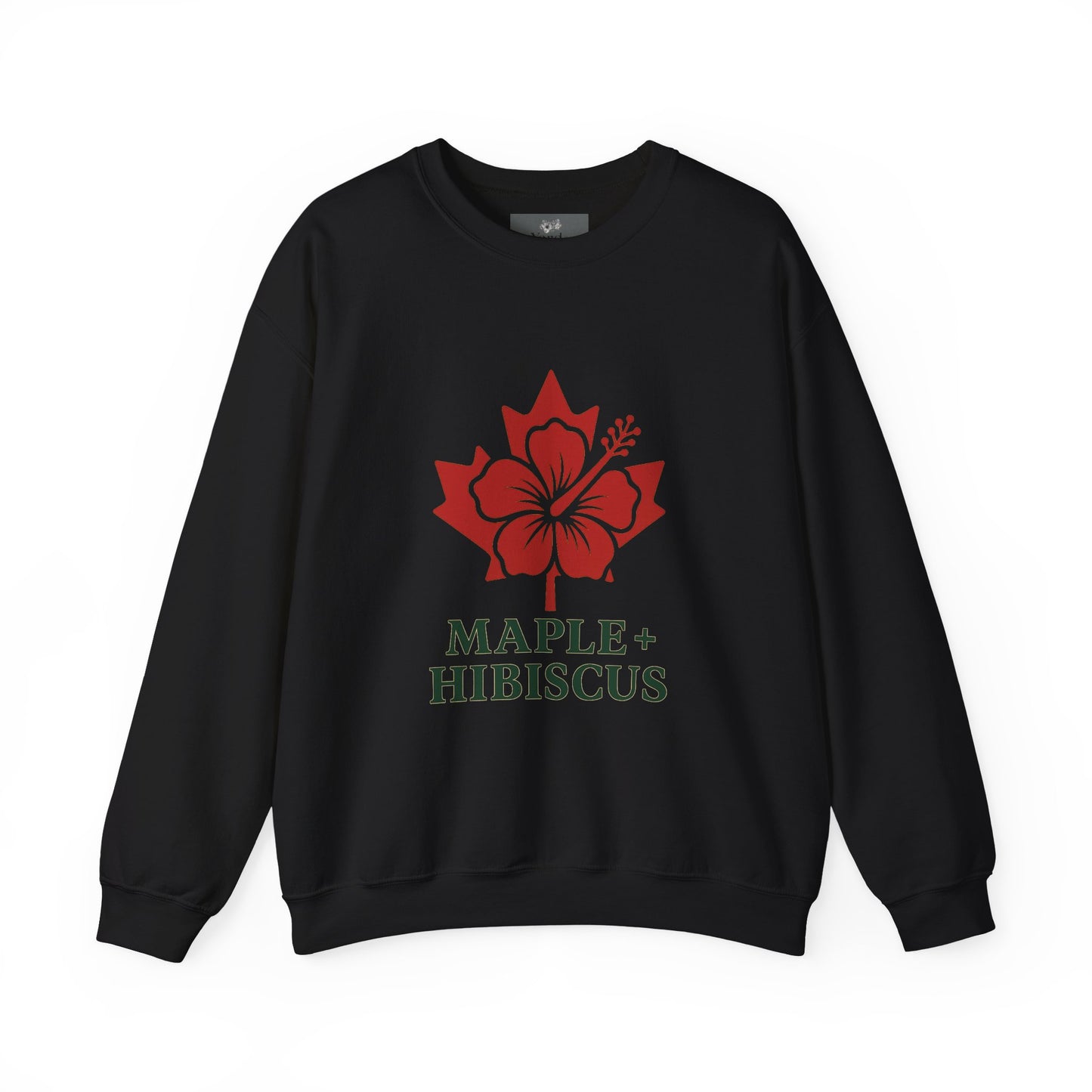 Maple + Hibiscus Crewneck Sweatshirt — Floral Maple Leaf Graphic