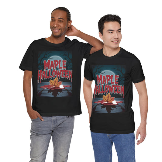 Maple Halloween Tee - Spooky Unisex Jersey Short Sleeve T-Shirt for Autumn Celebrations, Halloween Parties, Fall Fashion, Unique Gift