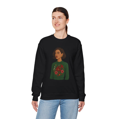 Cozy Holiday Floral Sweatshirt, Unisex Crewneck, Casual Gift, Winter Comfort, Christmas Apparel, Autumn Fashion, Everyday Style