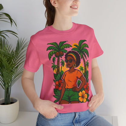 Tropical Vibe Tee, Summer Shirt, Vacation Outfit, Beach Lover Gift, Festival Wear, Floral Graphic T-Shirt
