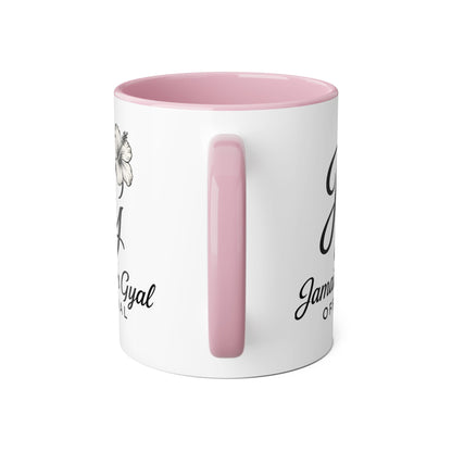 Jamaican Gyal Accent Mug, 11oz Coffee Cup, Floral Design, Gift for Her, Caribbean Culture, Tea Mug, Unique Drinkware