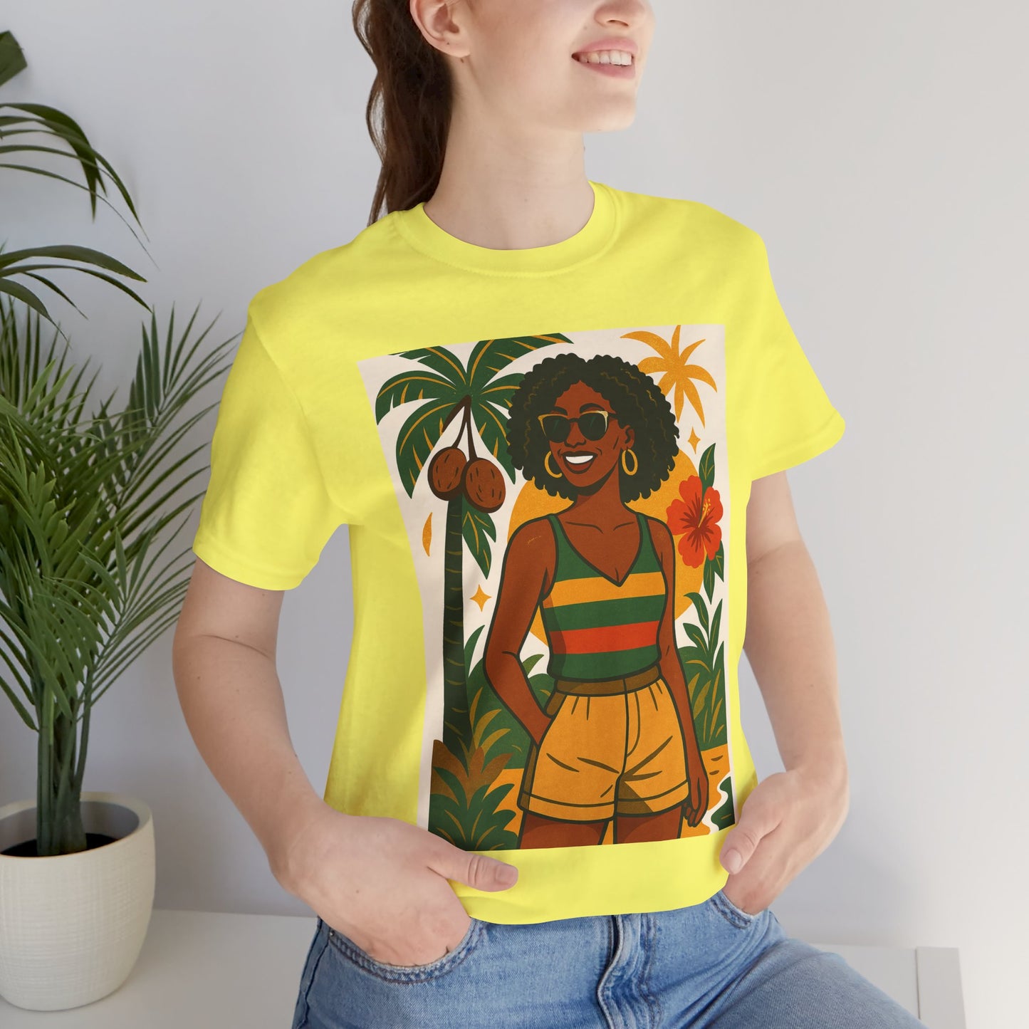 Tropical Graphic Tee for Summer Vibes, Beach Wear, Vacation Style, Graphic T-Shirt for Women, Summer Gift, Casual Outfit