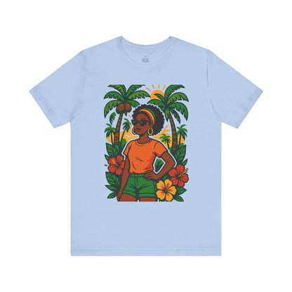Tropical Vibe Tee, Summer Shirt, Vacation Outfit, Beach Lover Gift, Festival Wear, Floral Graphic T-Shirt