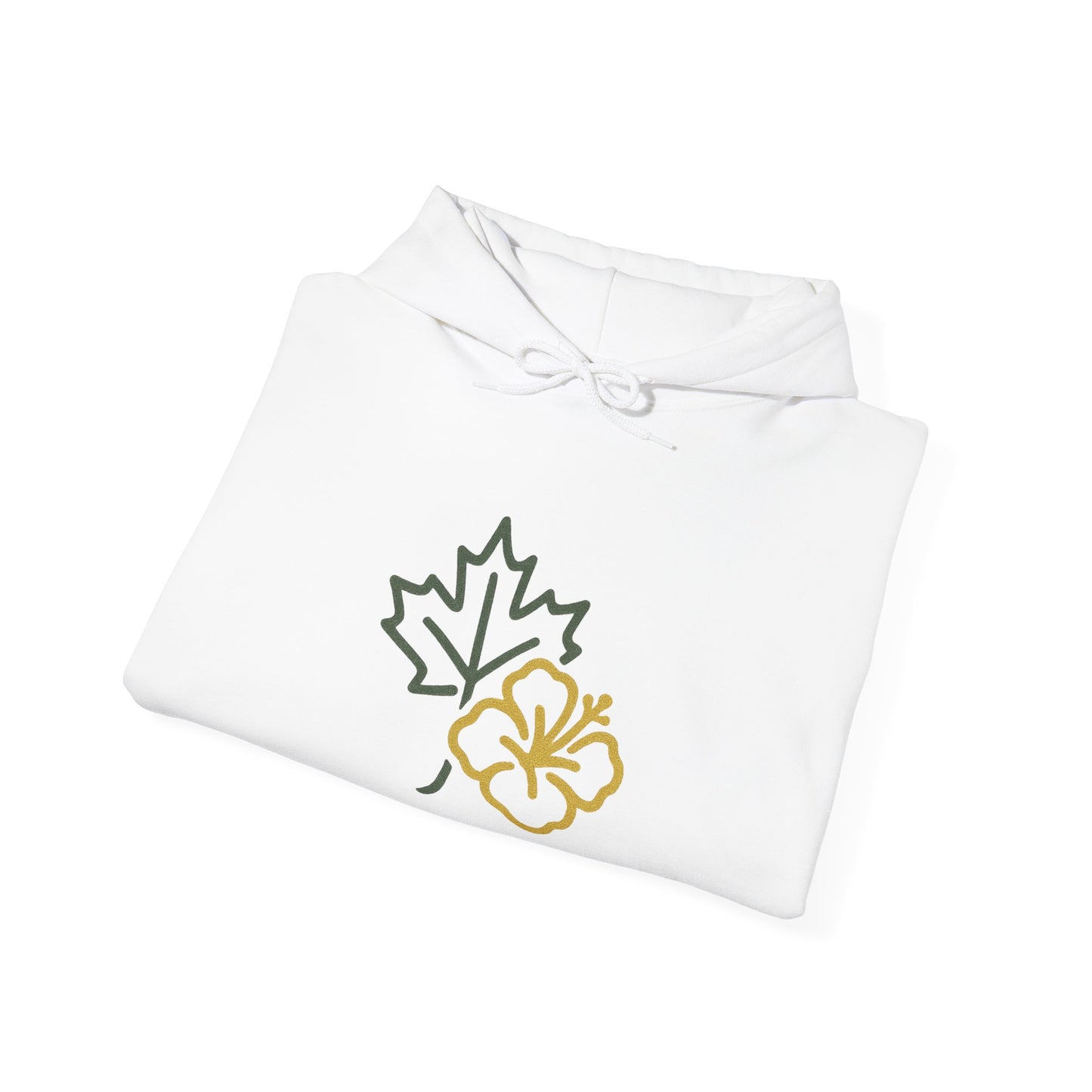 Maple Leaf & Hibiscus Hoodie, Cozy Fall Sweatshirt, Unisex Pullover for Nature Lovers, Perfect Gift for Thanksgiving, Unique Casual Wear