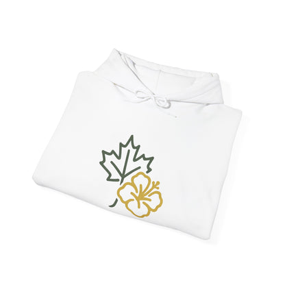Maple Leaf & Hibiscus Hoodie, Cozy Fall Sweatshirt, Unisex Pullover for Nature Lovers, Perfect Gift for Thanksgiving, Unique Casual Wear