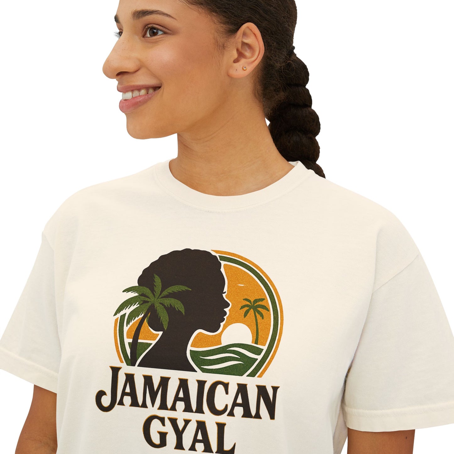 Jamaican Gyal Women's Boxy Tee - Retro Style T-Shirt, Casual Wear, Summer Top, Gift for Her, Vacation Essential