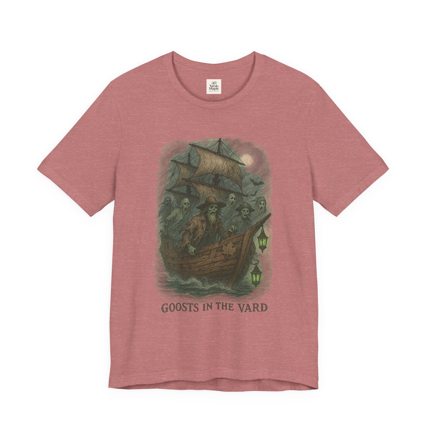 Haunted Ship Short Sleeve Tee - Spooky Halloween T-Shirt, Ghosts in the Yard Design, Unisex Shirt, Perfect for Trick or Treat, Ghost [...]
