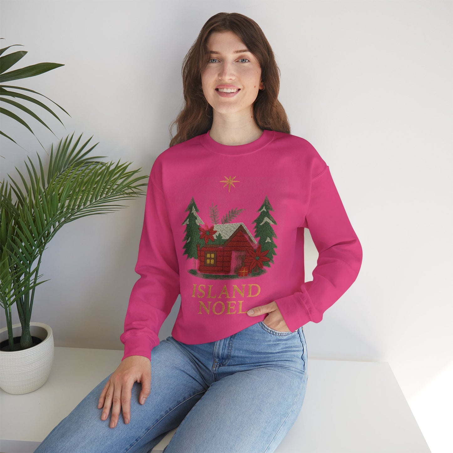 Cozy Holiday Sweatshirt - Island Noel Design, Unisex Christmas Crewneck, Winter Apparel, Gift for Him/Her, Seasonal Fashion
